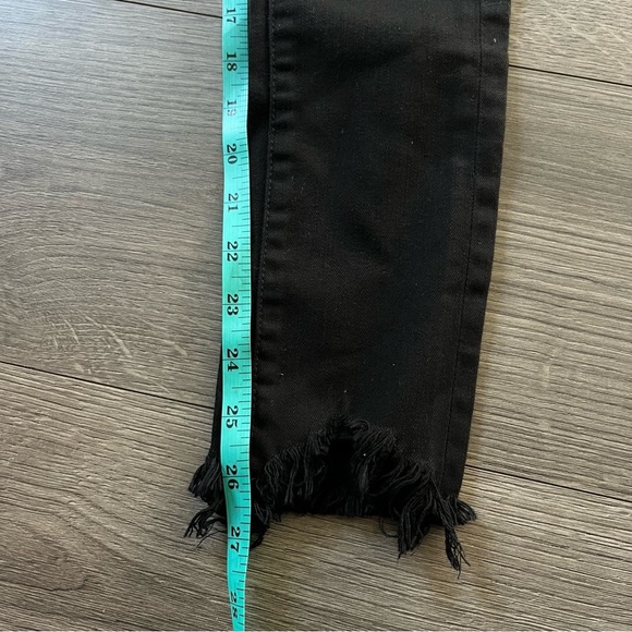 New Vervet Black Womens Crop Skinny Fit Fringe Hem Jeans Size 24 Stretch - Picture 9 of 10